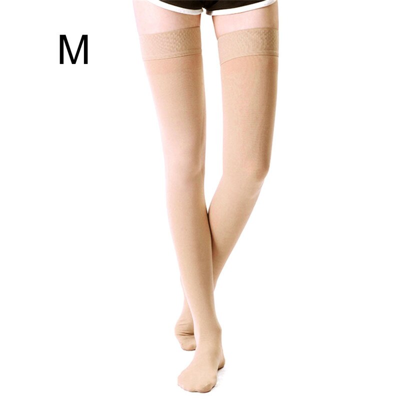 M-XXL Elastic Open Toe Knee High Stockings Calf Compression Stockings Varicose Veins Treat Shaping Graduated Pressure Stockings: Nude 02 M