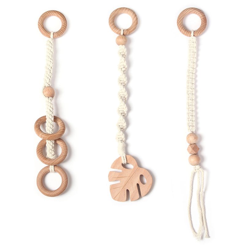 Baby Nordic Gym Frame Pendants Rack Hanging Beaded Wood Ring-pull Toy Decoration T5EC: 32cm