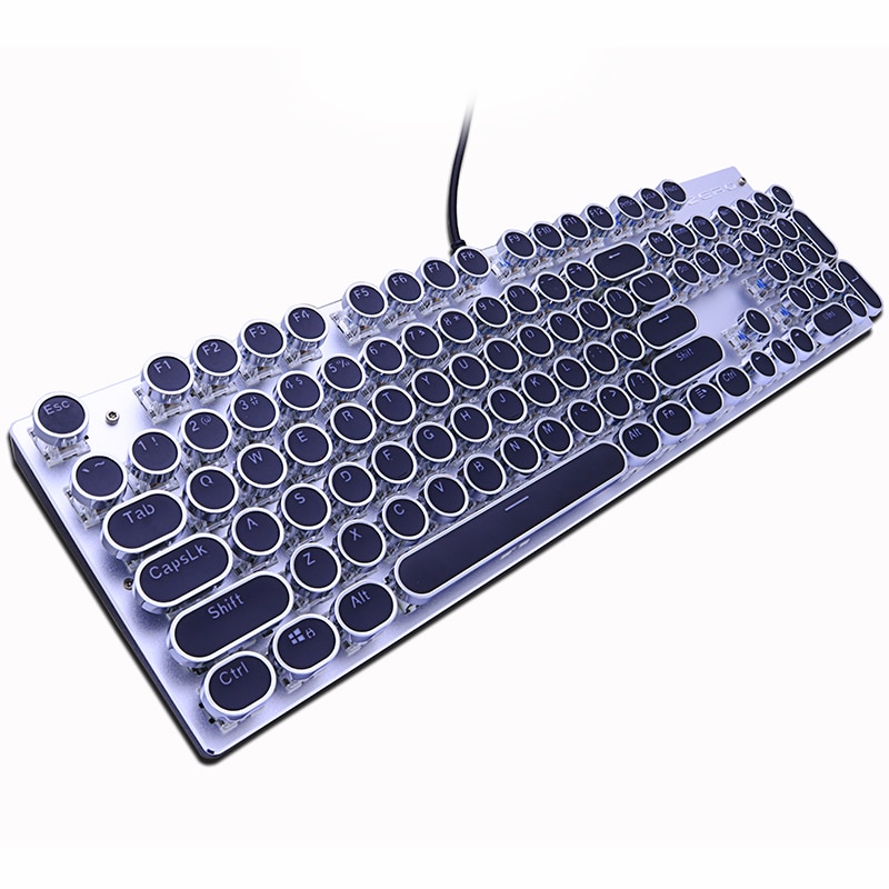 METOO-ZERO Round Keycap Gaming Mechanical Keyboard Blue Black Red Switch Anti-Ghosting USB Wired LED Backlight Keyboard for PC