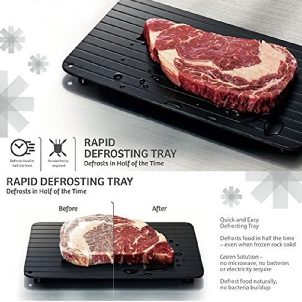 Fast Defrosting For Kitchen Plates Food Meat Tools Cutting Board Tray Fruit Gadget Frozen Thaw That Defrost Black Aluminum