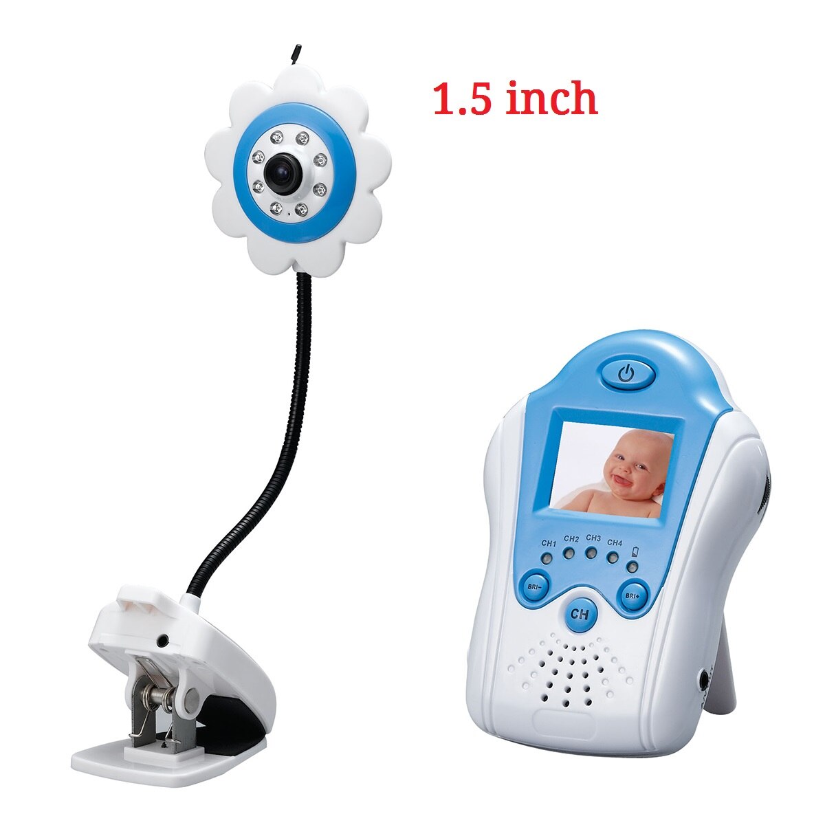 1.5 " /1.8 " lcd trådløs video babymonitor barnepige sikkerhed cameracolor nattesyn infrarød nattesyn lysstyrke justerbar: Blå 1.5 tommer