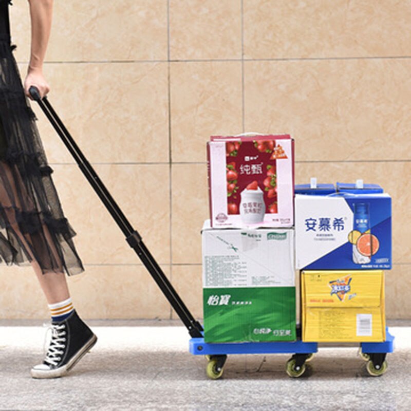 Household flat hand pull Trailer pull rod portable moving pull truck travel luggage carrying trolley Handcart
