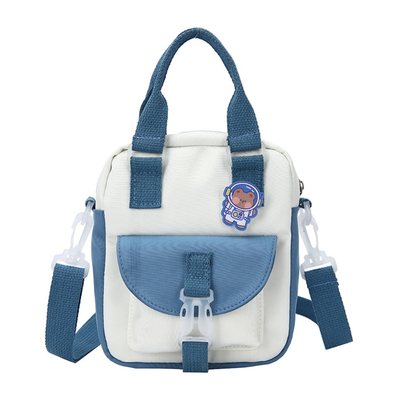 SchöNe Stil Collage Schüler Umhängetasche Mädchen Nylon Tote für Frauen Schulter Taschen: Blau