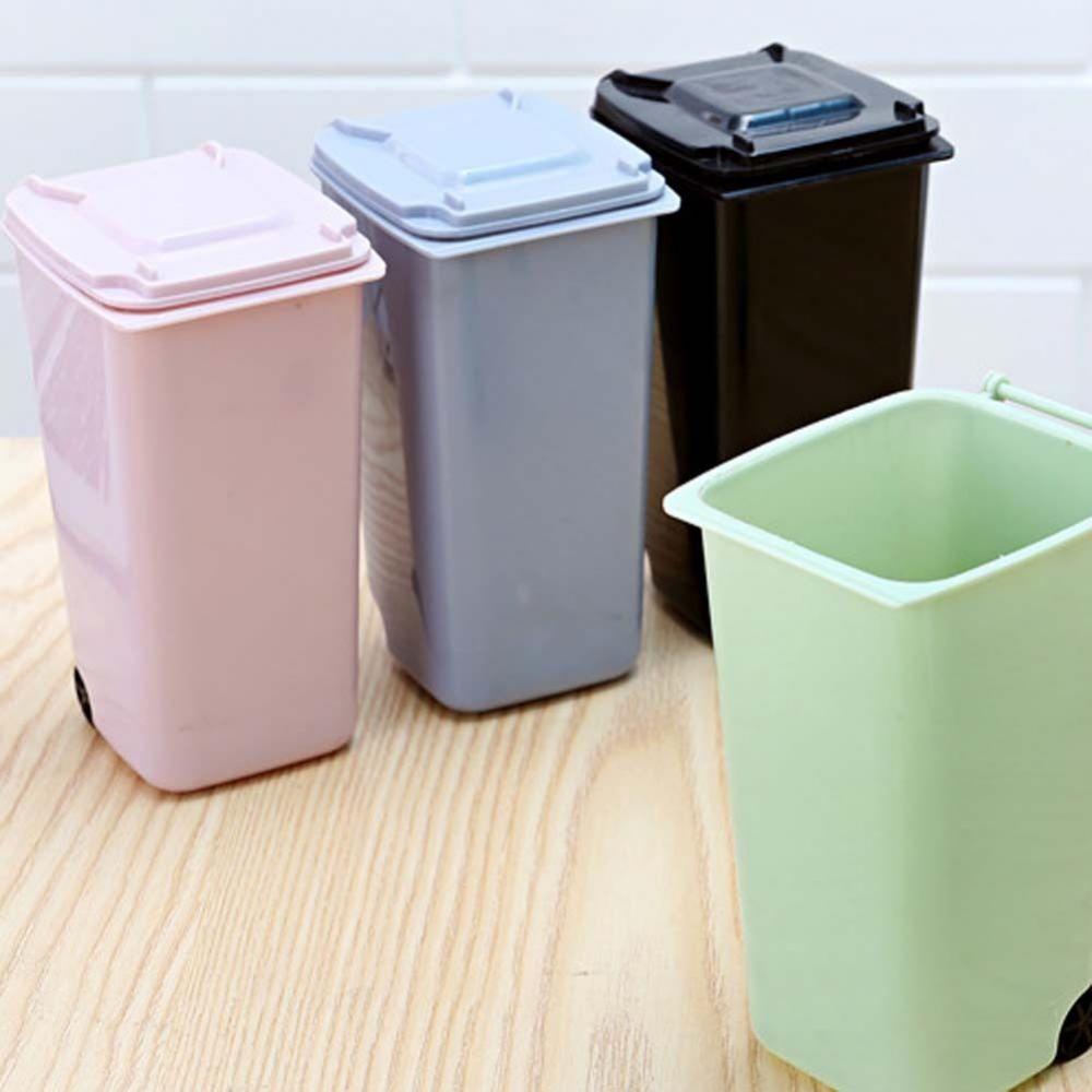 Mini Waste Bin Desktop Storage Box Home Garbage Basket Container Table Trash Can Swing Cleaning Barrel Desk Organizer Storage