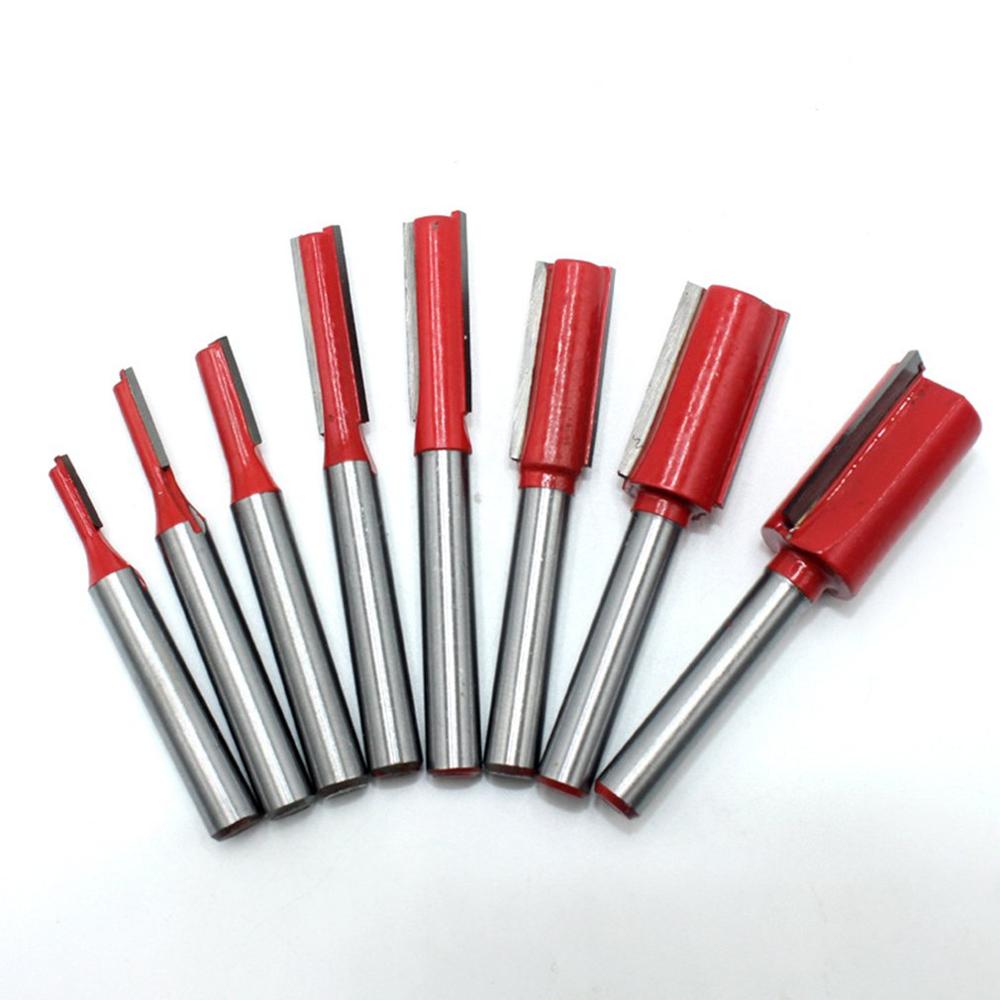 7pcs/set Shank Straight Bit Woodworking Trimming Router Bit Wood Slotting Engraving Machine Carbide Milling Cutter