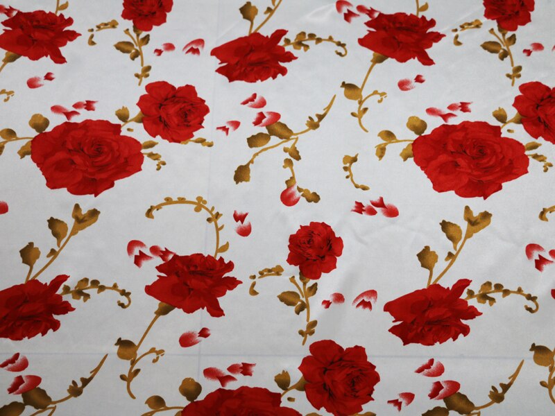 100cm*148cm röda rosor blommig charmeuse satin tyg klädväska foder tyg cheongsam tissu