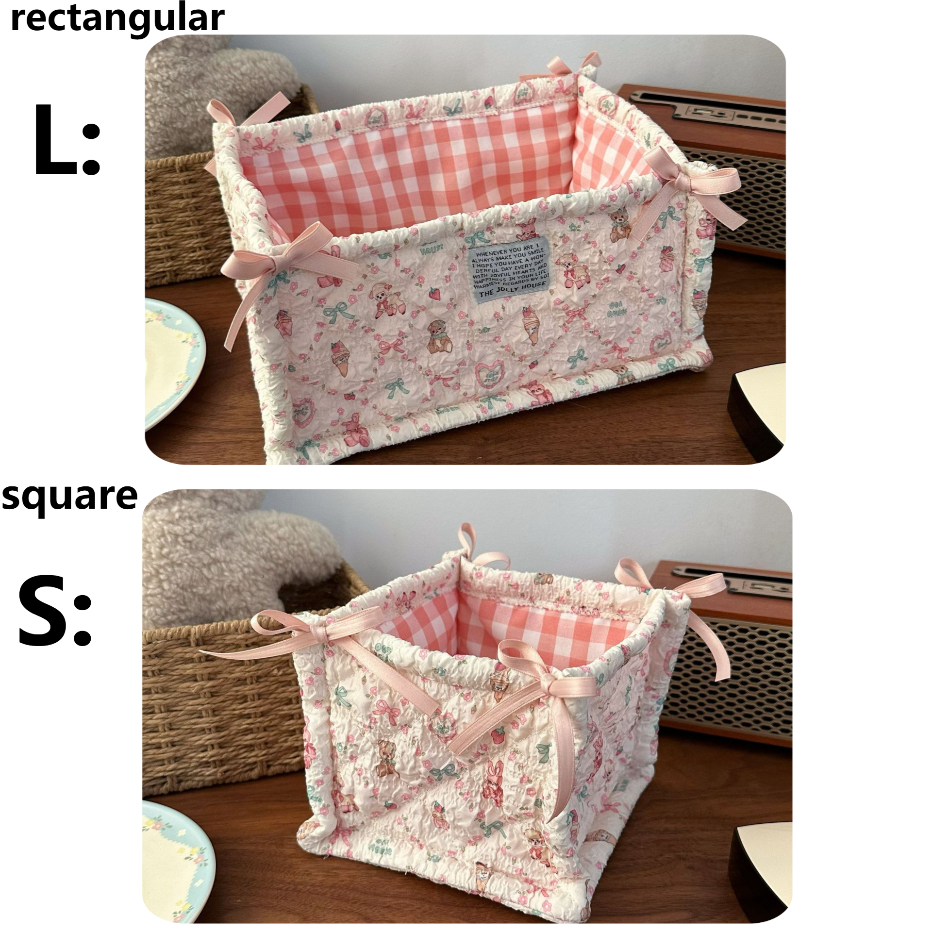 NS Fabric Storage Basket Desktop Snack and Miscellaneous Storage Basket Large Capacity Makeup and Skincare Product Sorting Bag