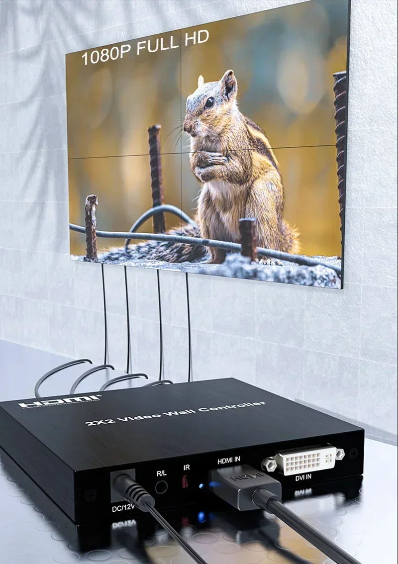 Controlador de pared de vídeo DVI HDMI 2 3 4 empalmador de TV 2X2 procesador de pared de vídeo HDMI divisor de empalme de pantalla múltiple rotación de 180 grados