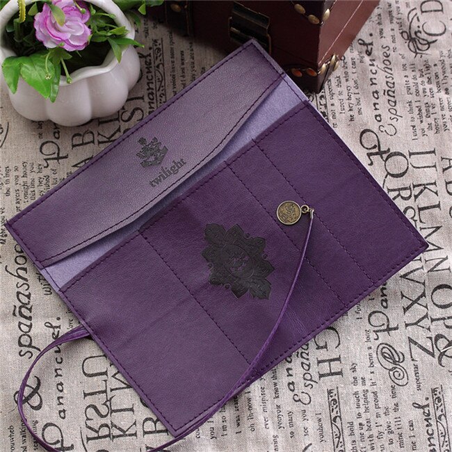 Vintage Roll PU Leather Pencil Case Twilight Pen Pouch Student Stationery Woman Cosmetic Storage Bag Pencilcase: PURPLE