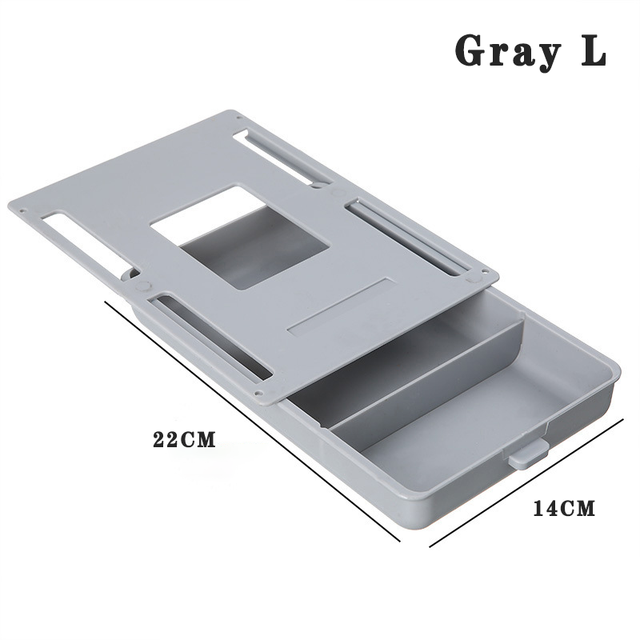 Desk Drawer Self Stick Desk Table Storage Hidden Drawer For Small Accessories Holder Storage Tray Organizer Stationery Storage: Gray L