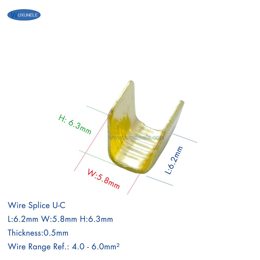 100 Pcs Copper Alloy Brass U Shape Wire Splice Crimping Terminal for 0.5 to 6.0 Combine Cable Contacts Tab: U-C(4.0-6.0)