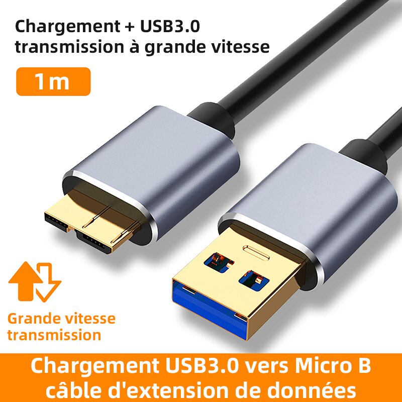 Hard Drive External Cable USB Micro B Cable HDD Cable Micro Data Cable SSD Sata Cable for Samsung Hard Disk micro B USB3.0 Cable: 1M