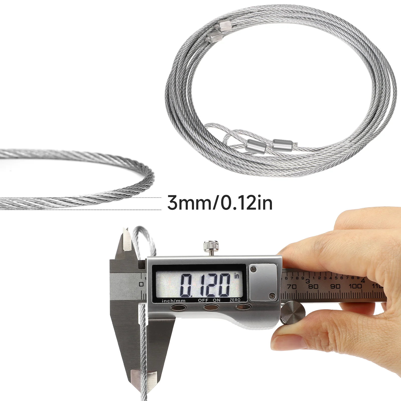 Garage Door Lift Cable 3mm Torsion Spring Lifting Wire Rope Steel Heavy Duty Hardware Accessories Parts Upgrade Replacement Kit