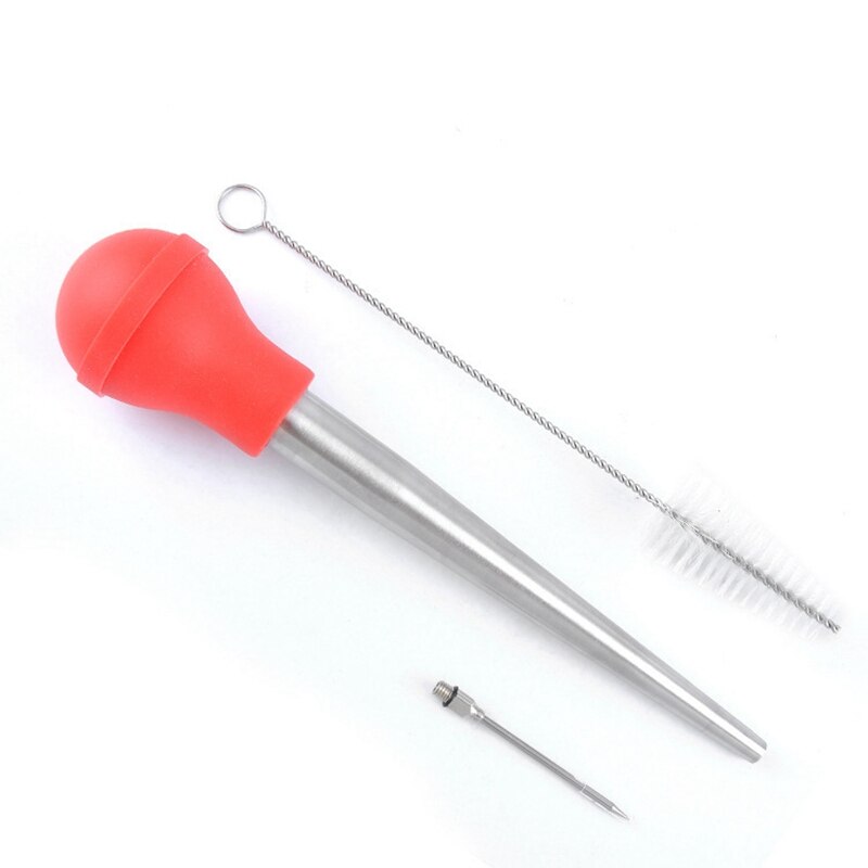 30ml kalkun baster sett med injeksjon nål rensebørste til kjøtt bbq matte smak baster sprøyte rør rør