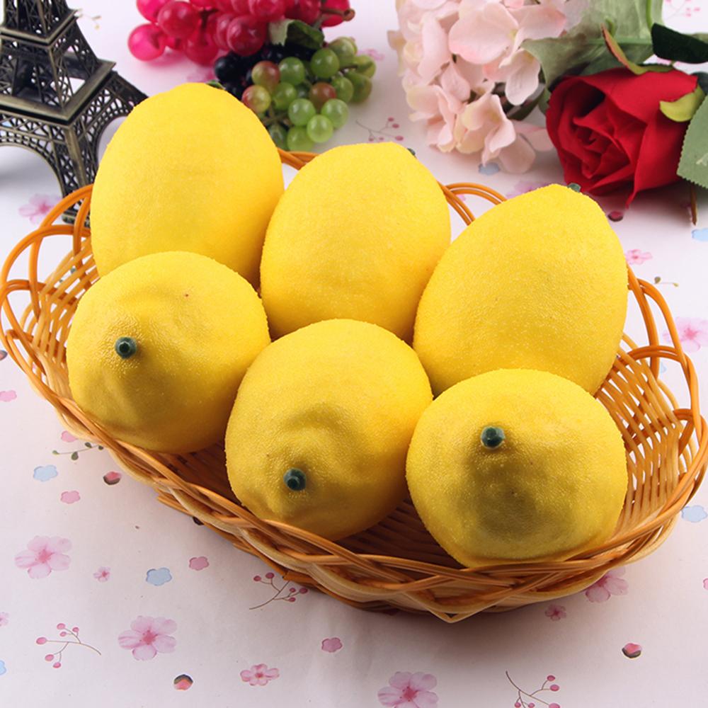 Simulation Fruit Vegetable Foam Lemon Decoration Green Lemon BasketGift Plate Furniture Handicraft Farmhouse Fruit Display Z0P9
