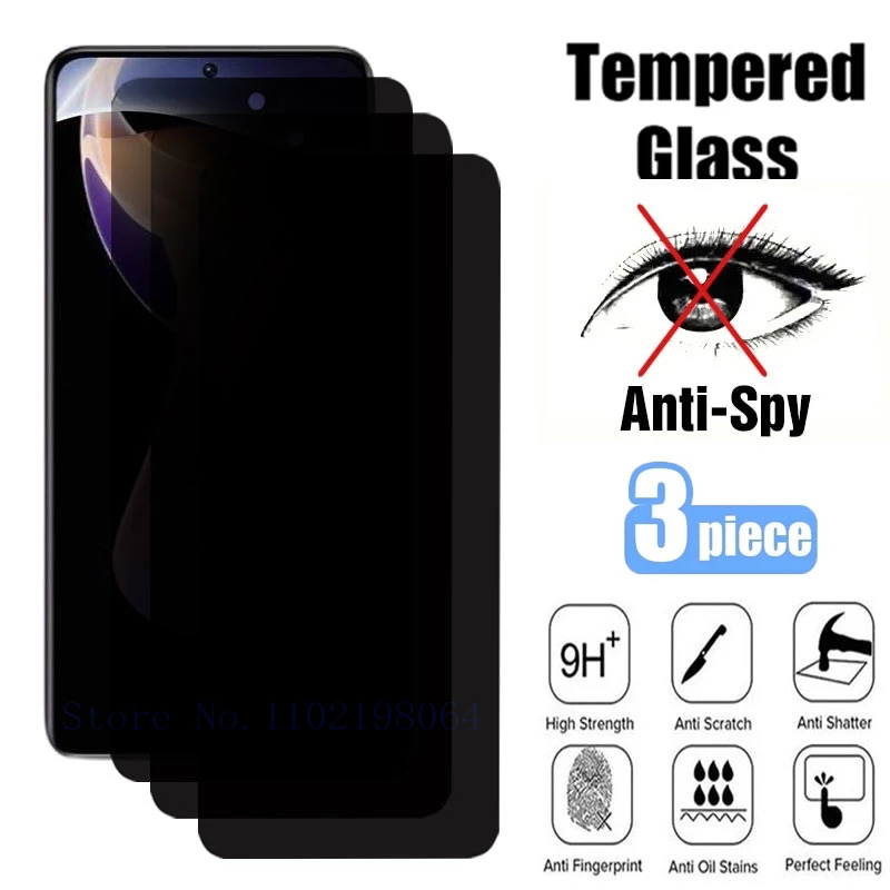 3 uds vidrio templado antiespía para Xiaomi Redmi Note 11 Pro Plus 10 9 Pro 11S 10S 9T 8 8T Protector de pantalla de privacidad para Redmi 10 5G