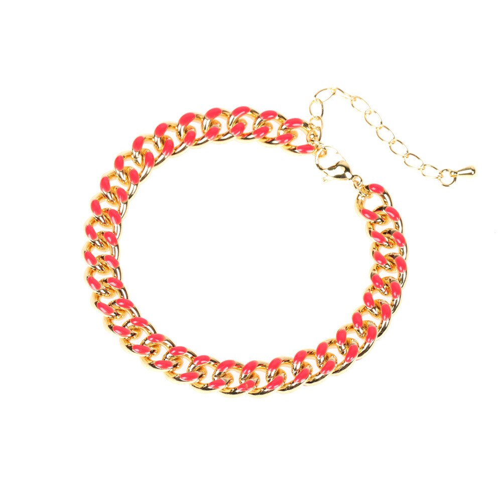 Hip hop Dripping oil vintage yellow bracelets Women men blue Punk Cuban Link Chain bracelets Jewelry Christmas: red