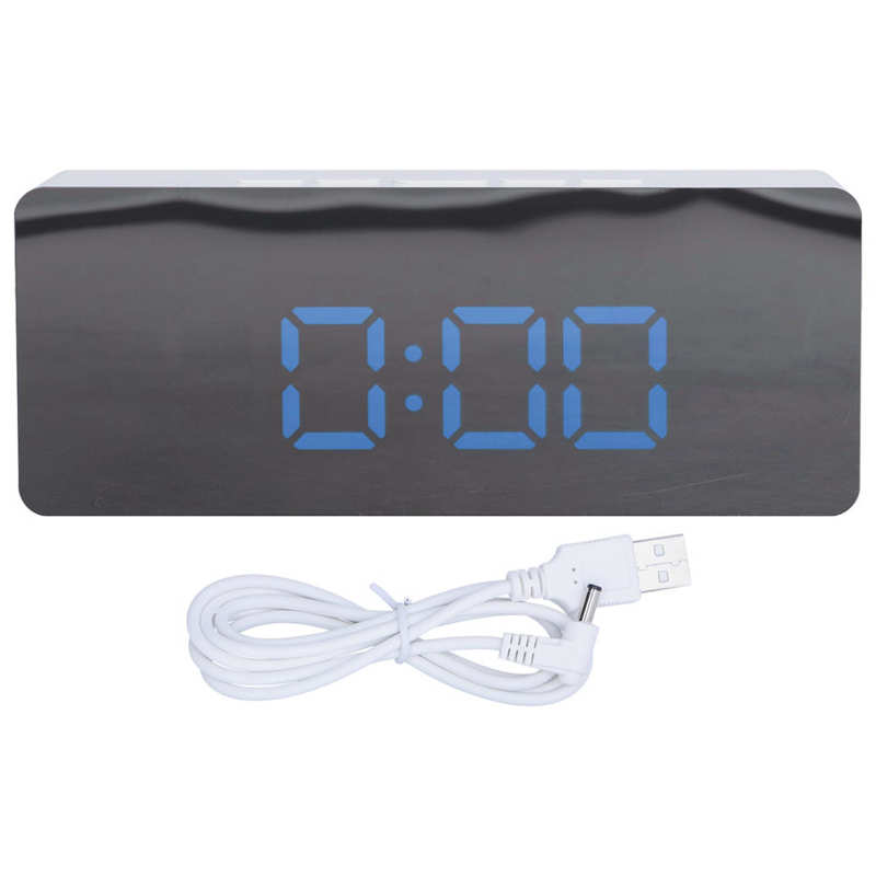 LED houten digitale wekker, multifunctionele moderne klok met datum/temperatuurweergave voor thuis en kantoor (zwart