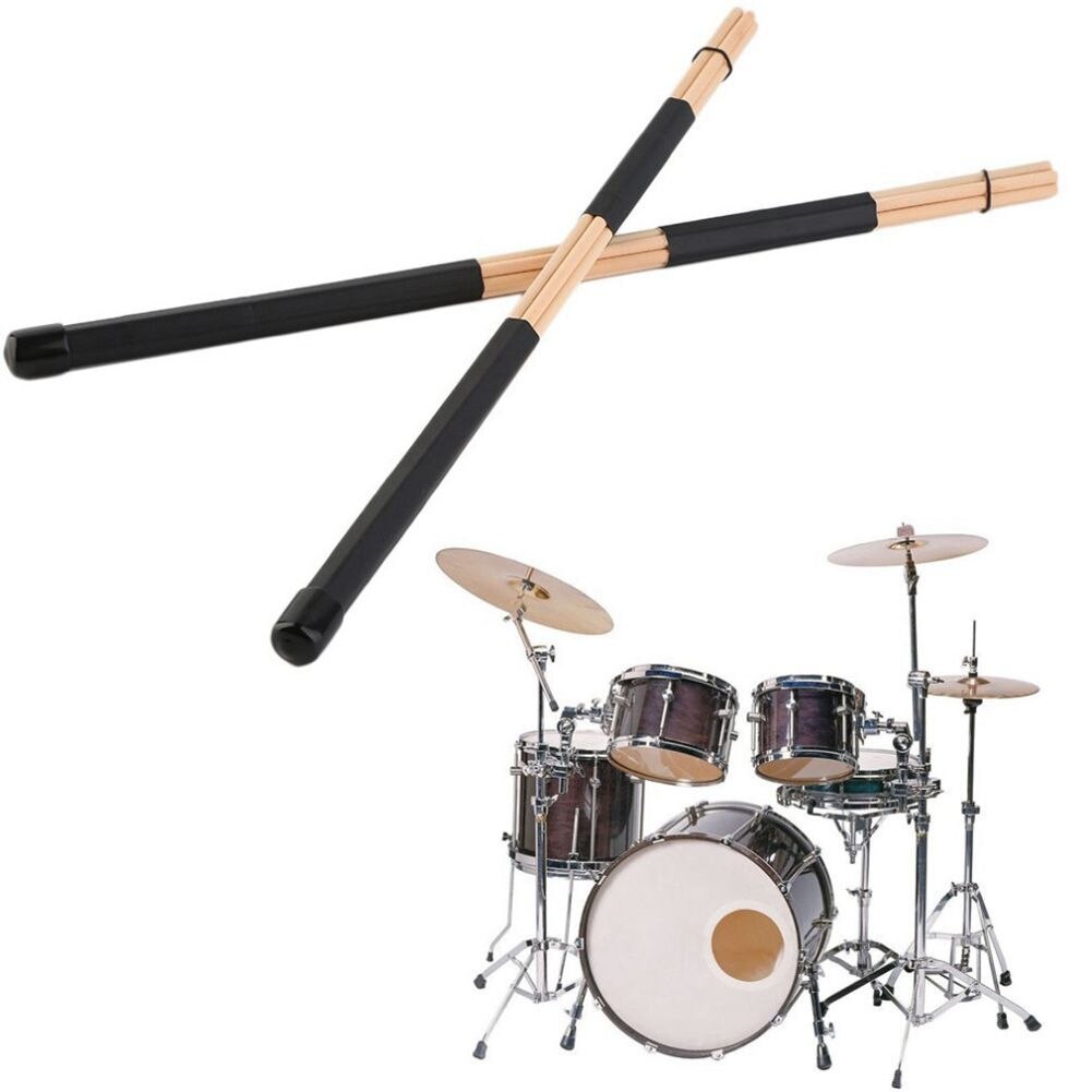 1 Pair 40cm Wooden Rods Rute Jazz Drum Sticks Portable Lightweight