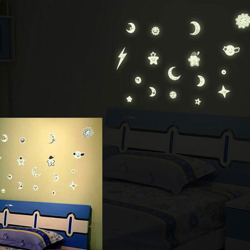 3D fluoreszierend Aufkleber Stern Punkt Mond leuchtend Mauer Aufkleber kreisförmig glühen in dunkel Stern Aufkleber Kinder Schlafsaal Heimat Dekoration