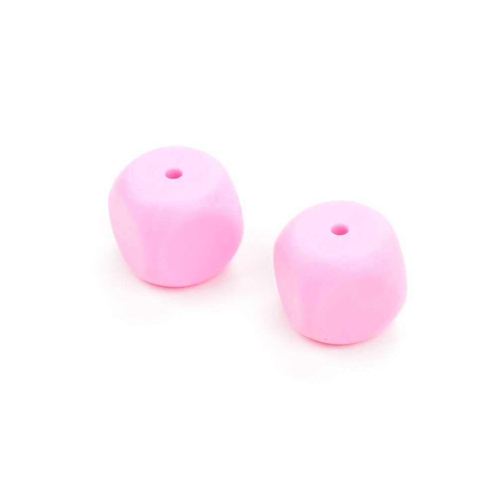 LOFCA-Cuentas sueltas de silicona para dentición de bebé, mordedor de silicón, joyería para masticar, collar sin BPA, 10 Uds.: pink