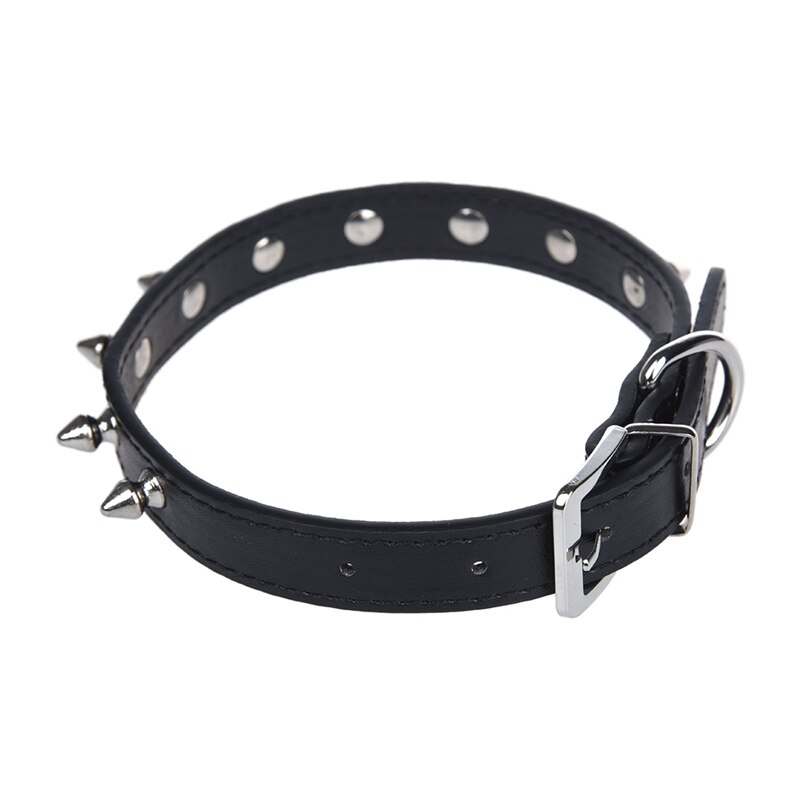 Hondenhalsband met studs, pu-leer, zwart, maat m