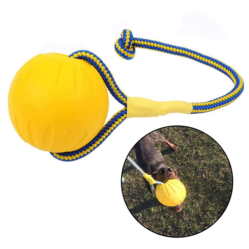 Pet Dog Training Chew Ball EVA Floating Pet Ball Puppy Bite Resistant Ball with Rope Interactive Tug of War Toy for Large Dogs