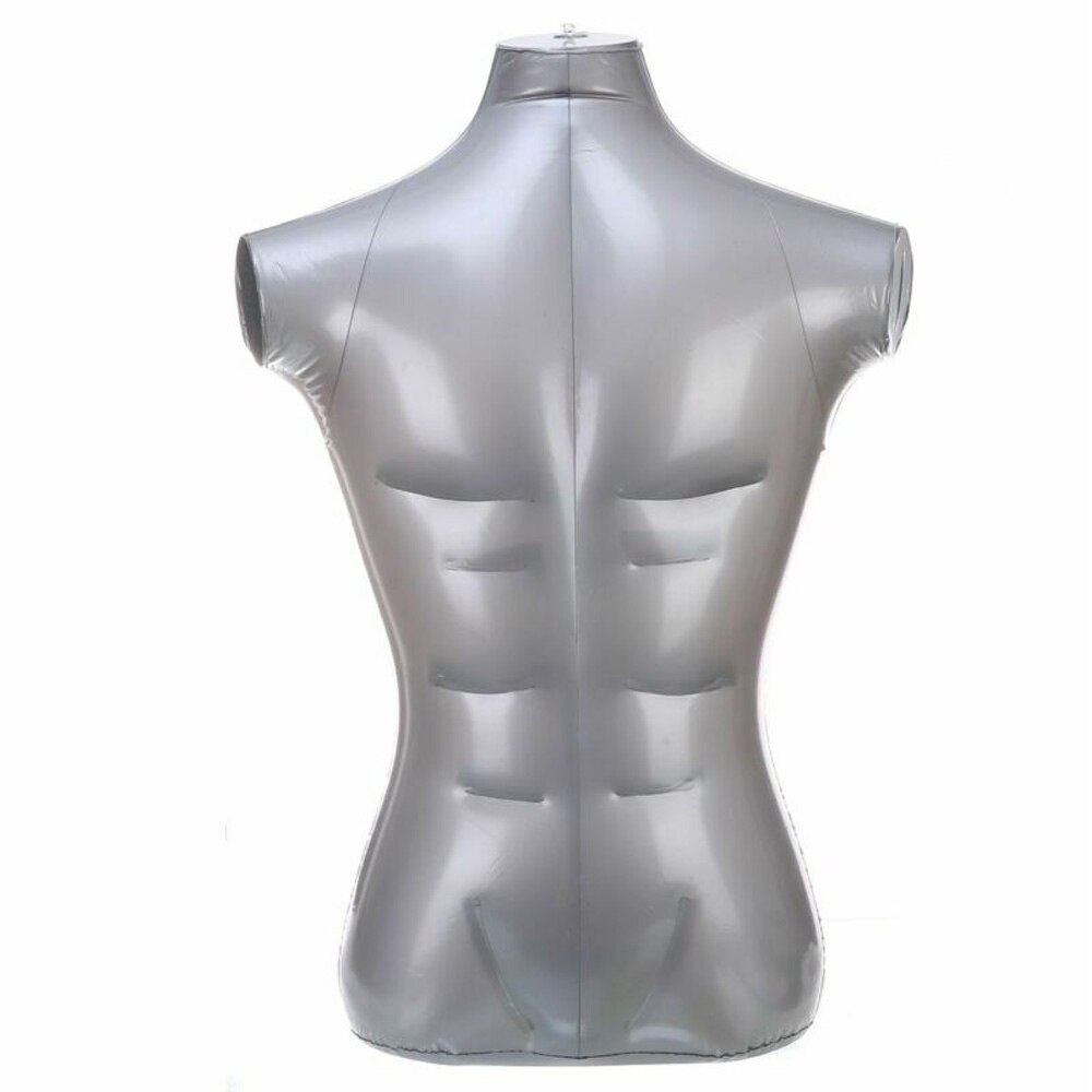 1*Model PVC Plastic Male Inflatable Torso Form Mannequin Model Silver Shop Display Models Storage Model Dummy Torso