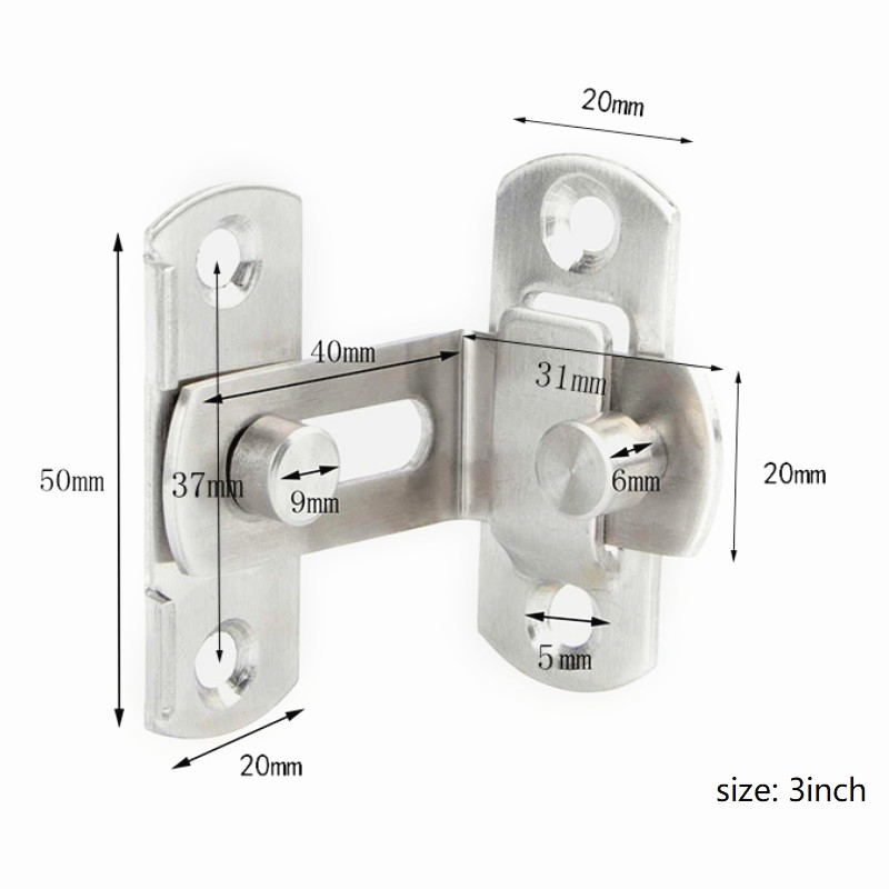 5 unids/lote de acero inoxidable, 90 grados, hebilla de ángulo recto, Perno de puerta de gabinete de ventana