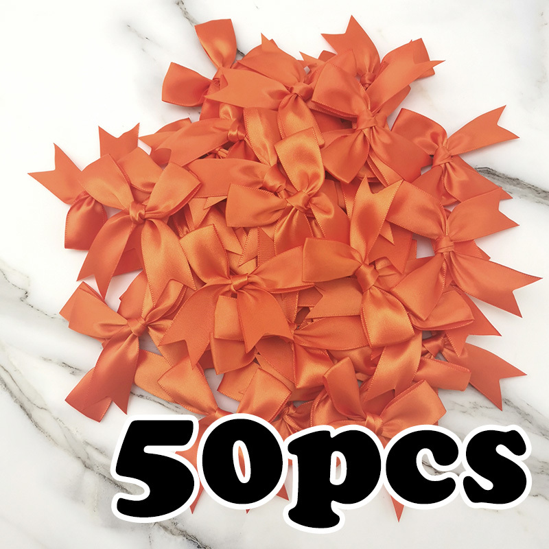 (50 uds) lazos de cinta rosa fresco de 1 pulgada, lazo de satén de poliéster, flor, decoración artesanal DIY: Naranja