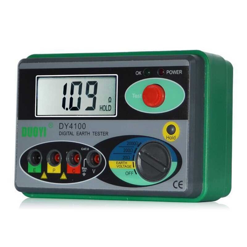 DY4100 Digital Resistance Tester Earth Ground Meter Multimeter with Higher Accuracy Power Systems Inspection Tool LX0C