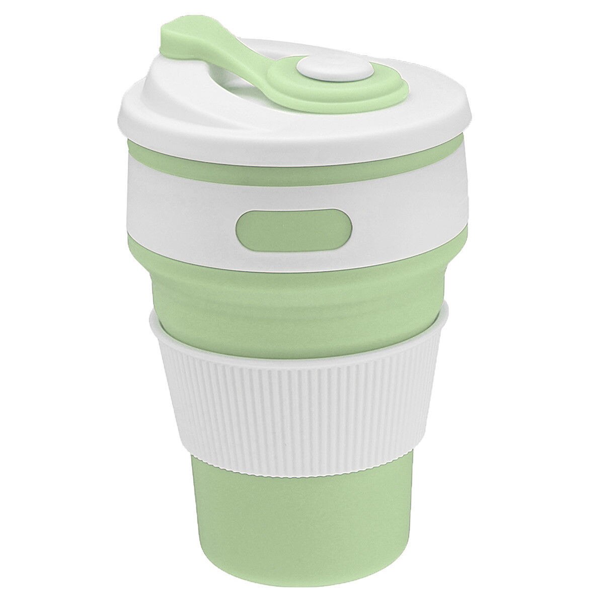 6 farver sammenklappelig kaffekop silikone krus til vandring genanvendelig bærbar cykel vandre vandflaske: Grøn