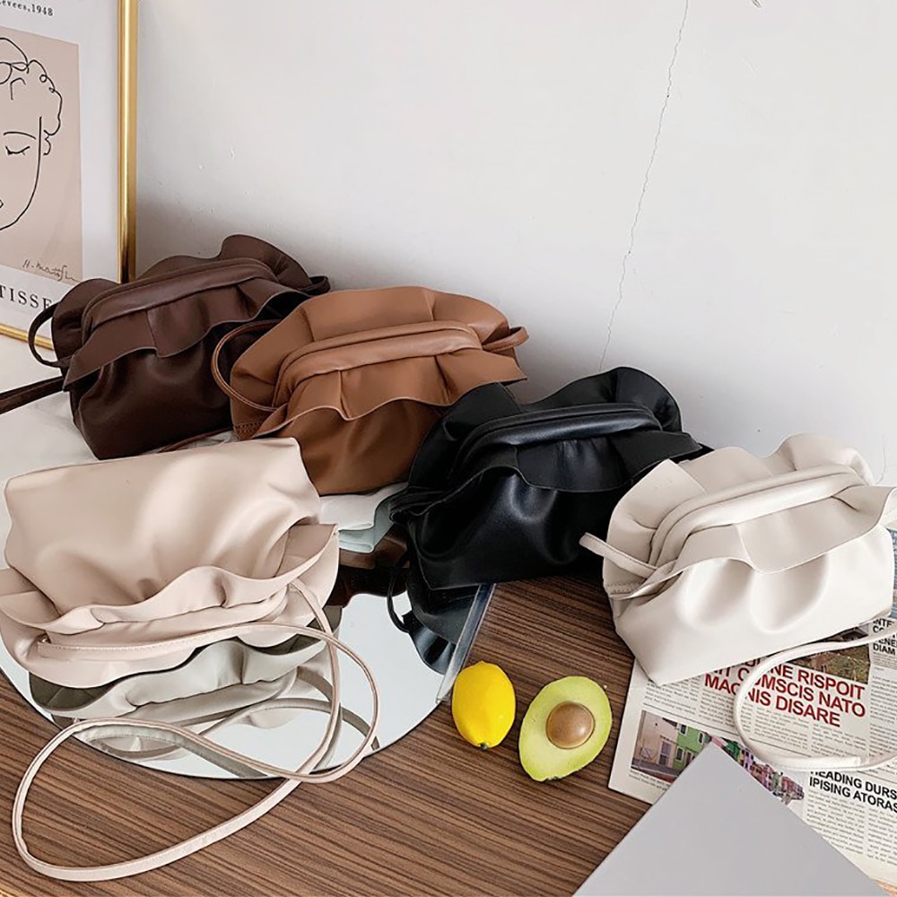 Shoulder Bag Small Women Crossbody Bag PU Leather Ladies Youth Girl Daily Bag Brown Simple Solid Color Wild