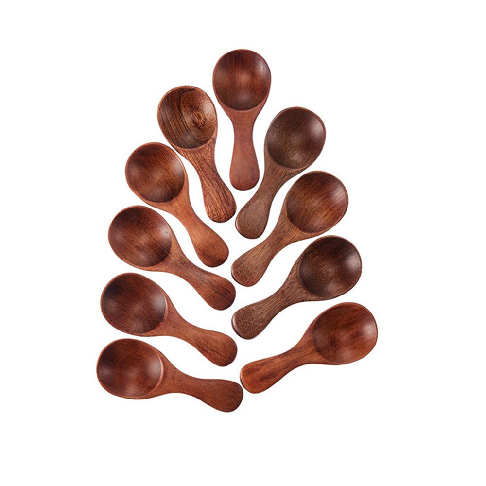 Cuchara pequeña de madera Natural para té, miel, café, condimentos, sal, azúcar, utensilios de cocina: 2