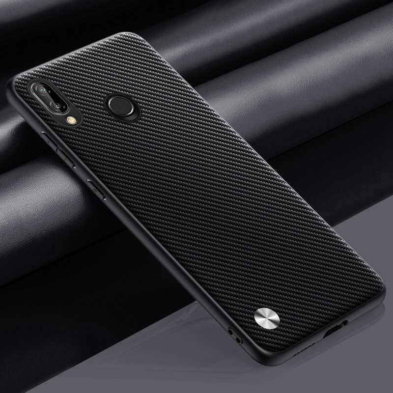 Funda de cuero PU de lujo para Huawei Nova 3 3i Nova3 i, funda trasera de silicona mate, funda de teléfono de protección completa para Huawei P Smart Plus: Tela de algodón / Color claret