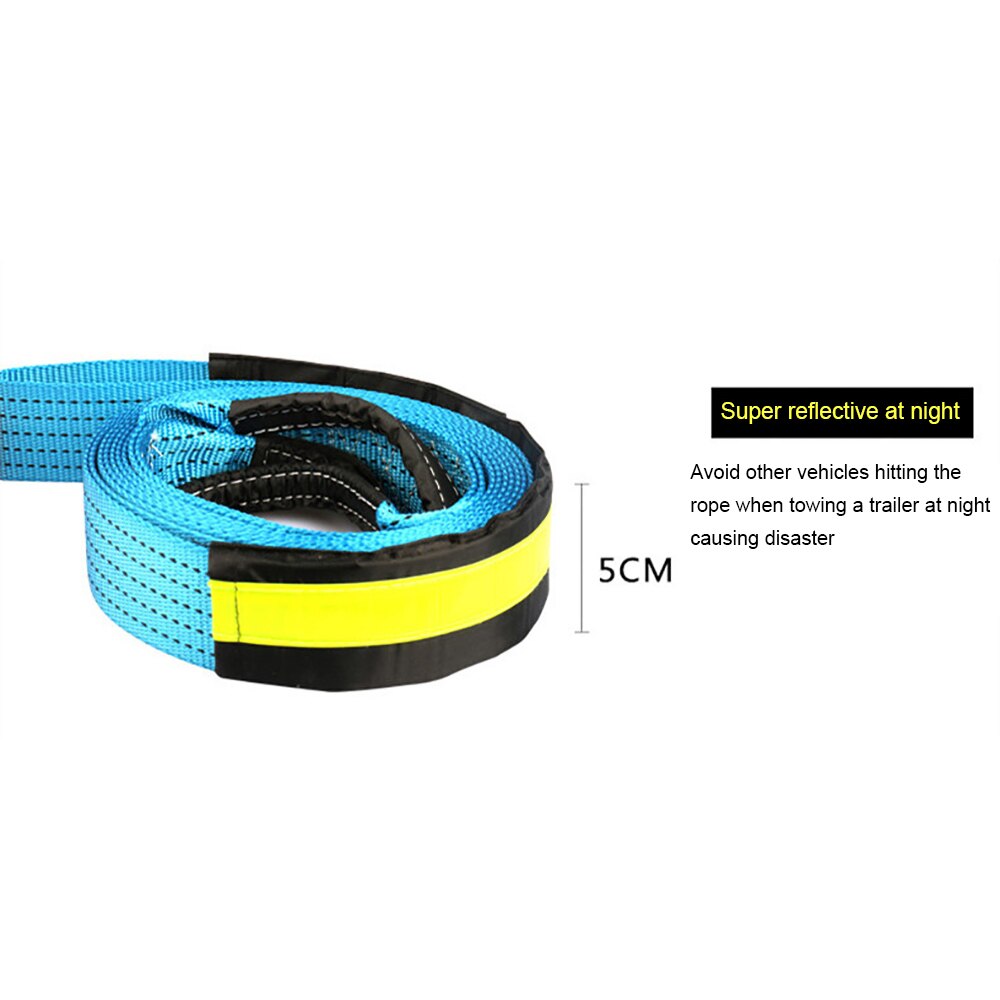 Car Towing Strap Vehicle Emergency Tow Rope 5M 8Tons Recovery Towing Cable Strap Belt Heavy Duty Off Road Accessories with Hooks
