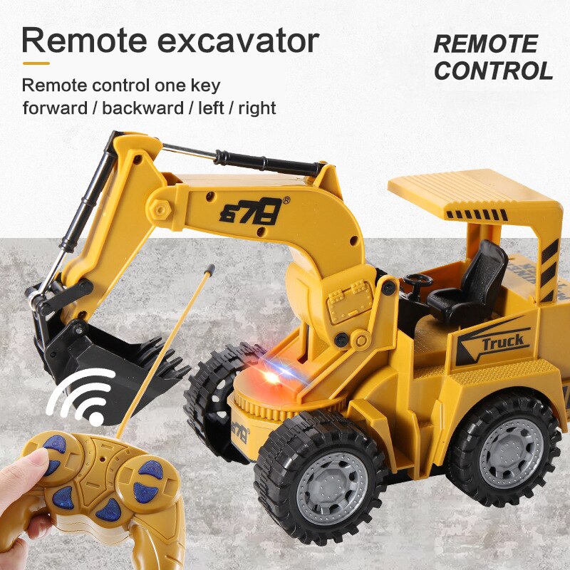 De de 8077E RC camión excavador con mando a distancia de construcción de juguete RC de camión para los niños grúa excavadora de juguete