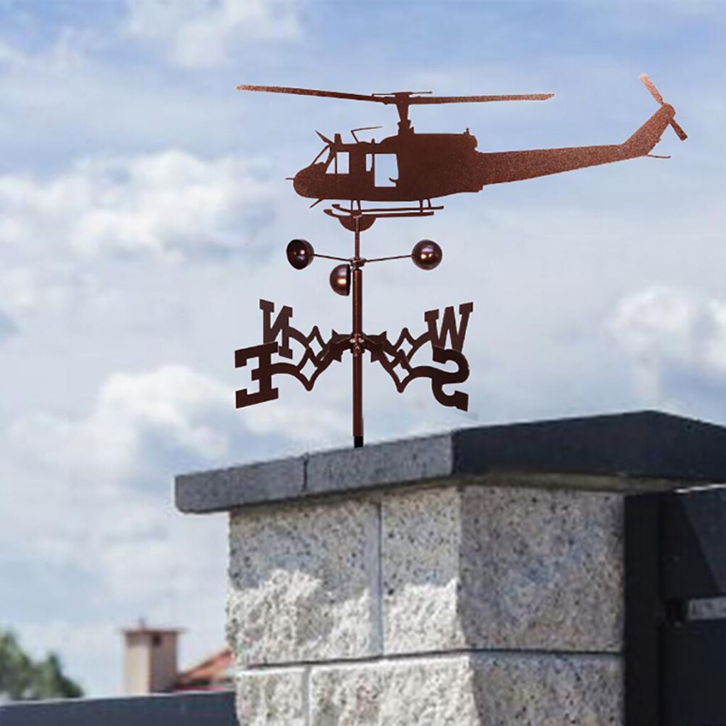 Metal Weather Vane Wind Direction Indicators Garden Stake For Cupolas Farm: Helicopter