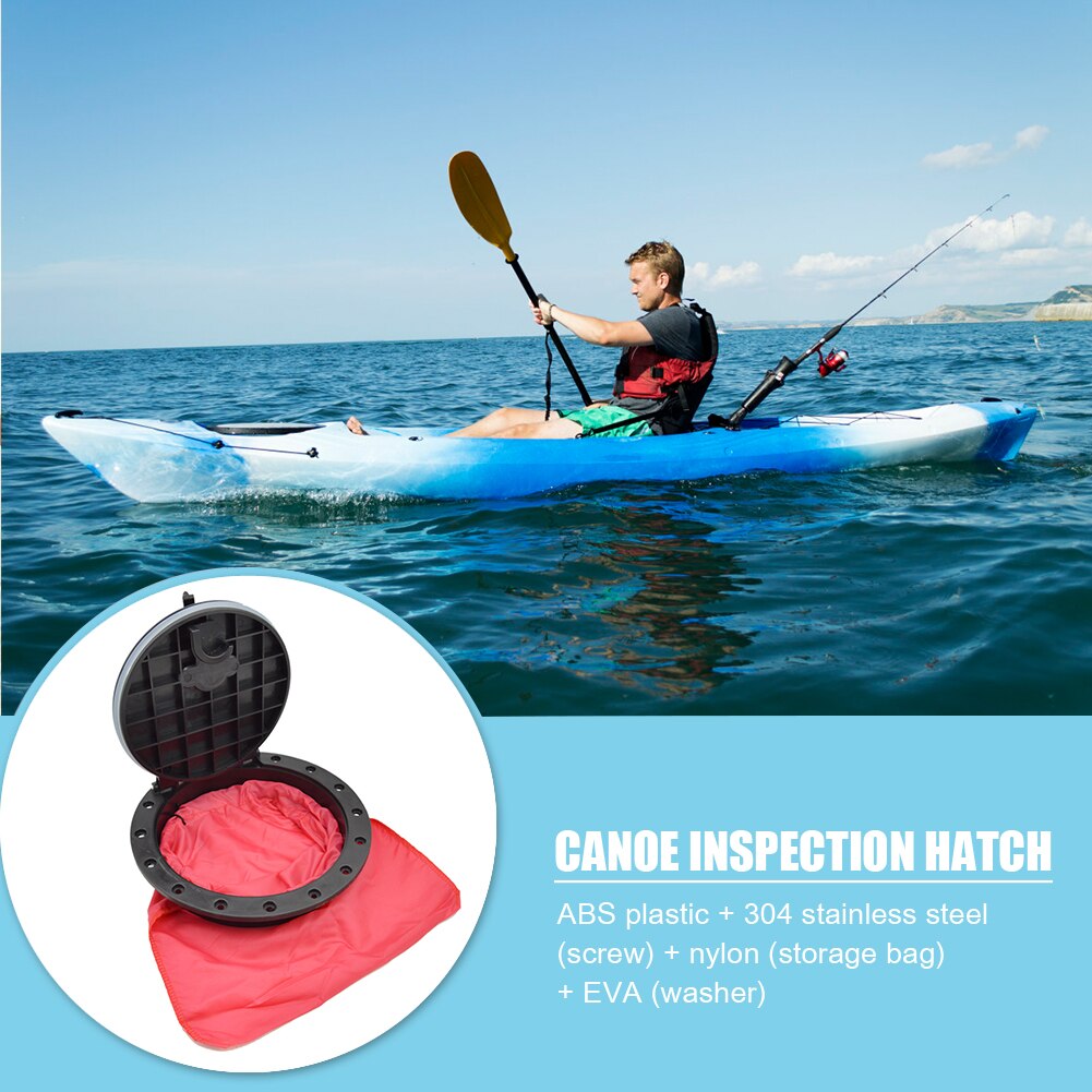 Kayak Deck Plate Kit with Screws Storage Bag 8 inch Canoe Boat Round Hatch Cover Portable Safety Watering Elements Portable
