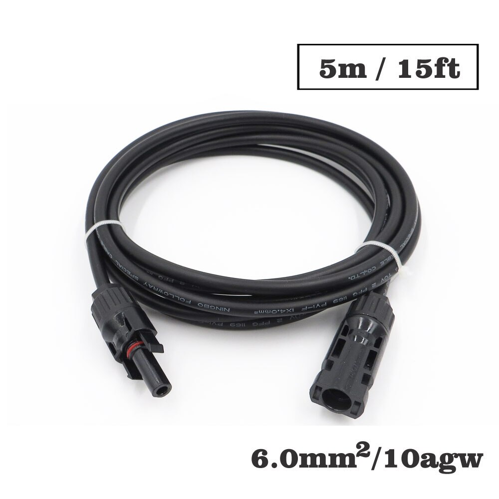 1 Pc X 6mm2 10AWG 3ft 6ft 9ft 15ft 30ft Pv Connector Extension Verbinding Tak Zwarte Parallelle Serie Verleng Kabel: 15ft