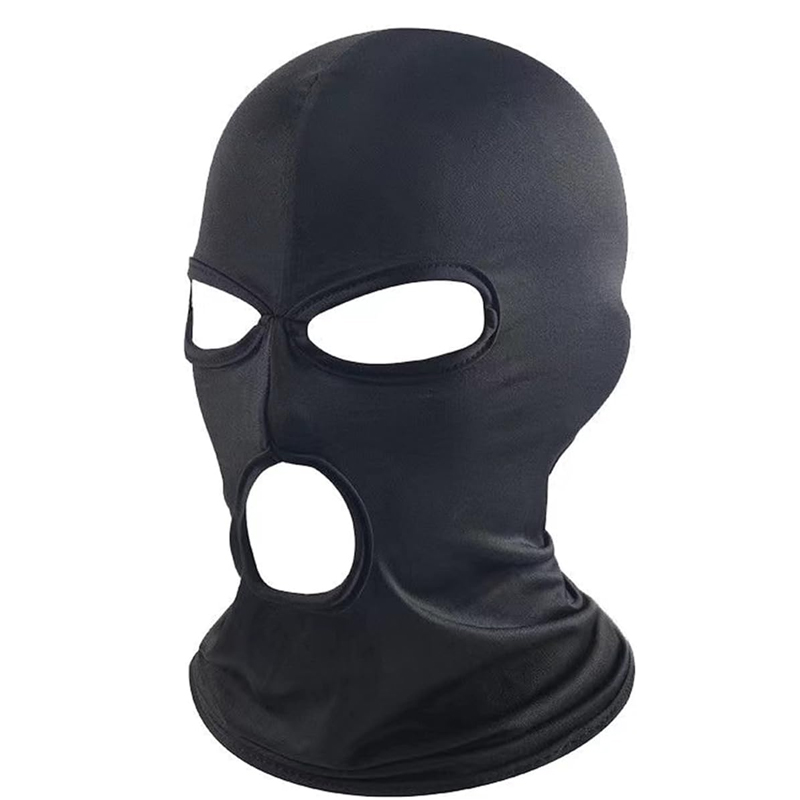 Masque facial de moto de cyclisme, couvre-chef respirant à 3 trous, masque d'équitation, coupe-vent, Protection solaire anti-poussière, masque de Protection Ultra UV: Black