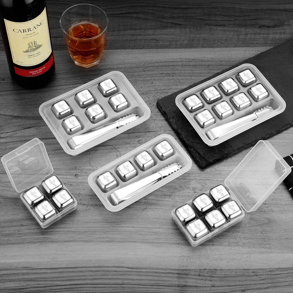 Food Grade 304 Rvs Ice Cubes Herbruikbare Chilling Stones Voor Whiskey Wijn Snelle Koeling Koude Langer Drinken Tool Set