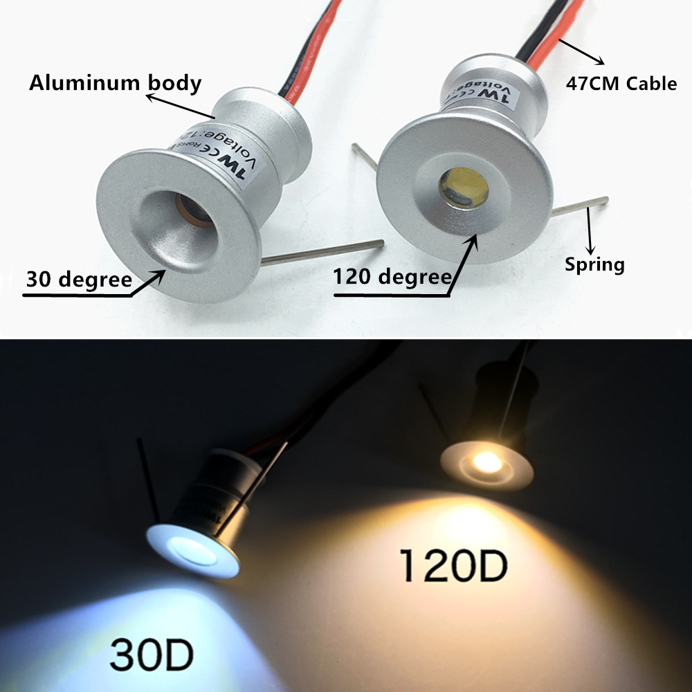 Mini luces LED empotrables de techo de 12V, foco regulable de 1W, escaparate blanco y negro, dormitorio, , KTV, DJ, focos para escaleras DIY