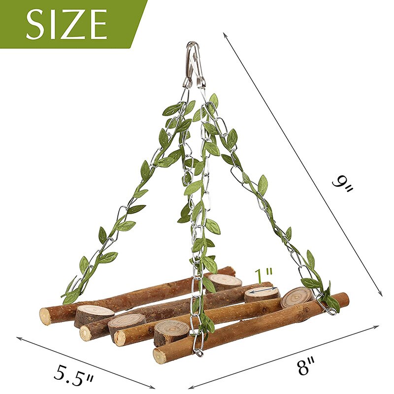 Papagaio pássaro ramo natural outono chocalho com madeira pequena gaiola animal pendurado cama brinquedo suprimentos para animais de estimação ju8