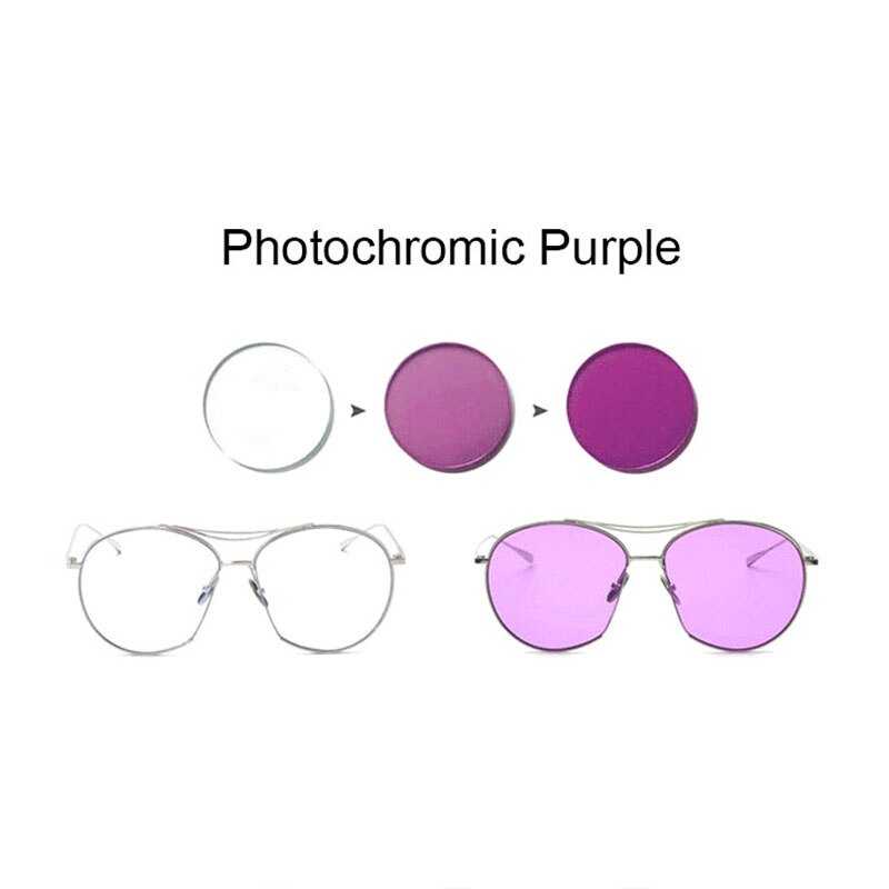 Lente de visión única fotocromática, lentes ópticas para gafas, color rosa o azul o púrpura, rango SPH-1,56 ~ + 1,61 Max CLY-8,00, 6,00/6,00