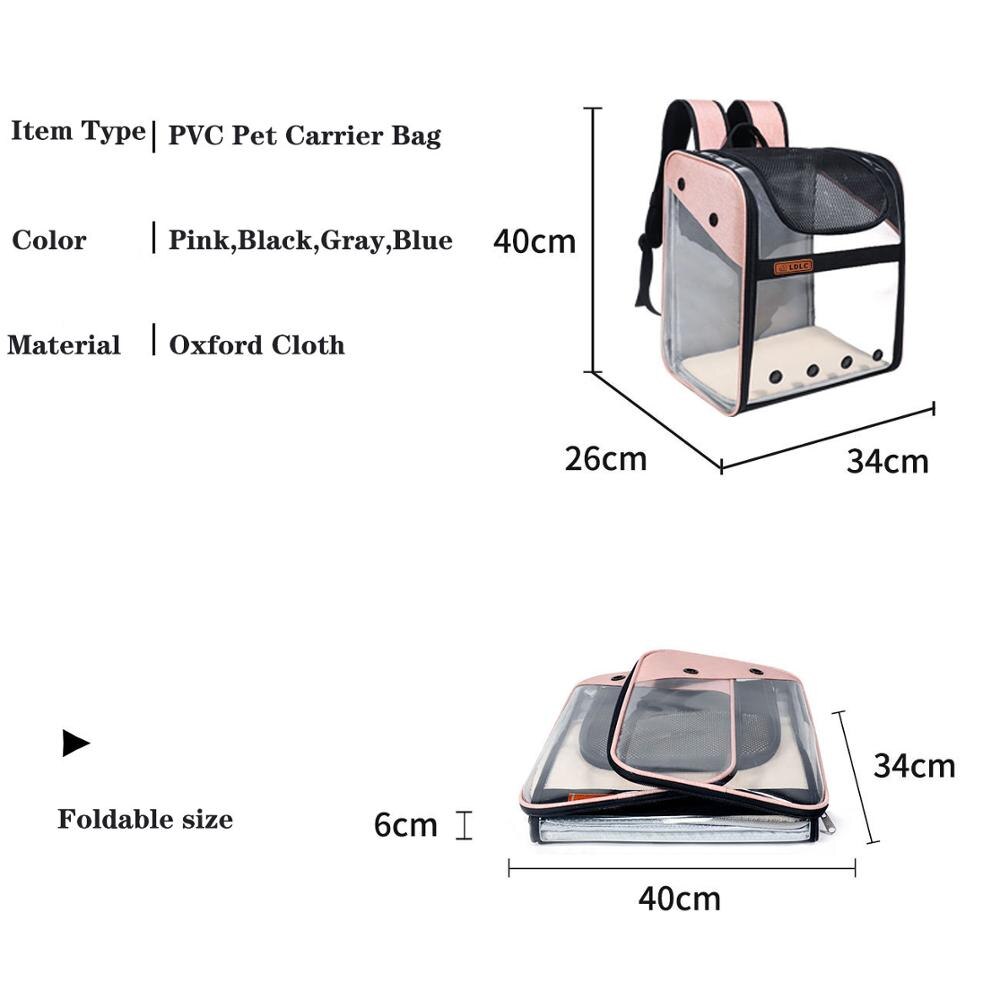 Mochila porta mascotas expandible, bolsa transparente para perros y gatos, bolsa de PVC para viaje, bolsa portátil, bolsas de hombro plegables para gatos