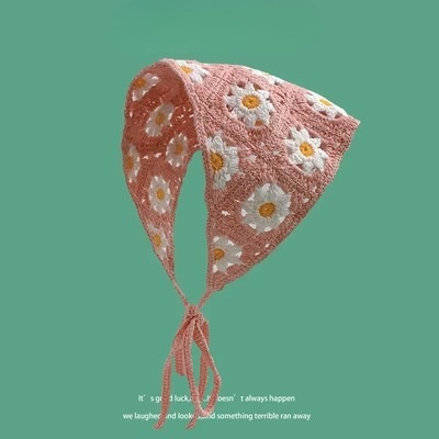 White Woven Floral Lace Hair Scarf Wraps Women Retro Triangle Headscarf Hat Travel Photo Headband Hair Accessories: light green