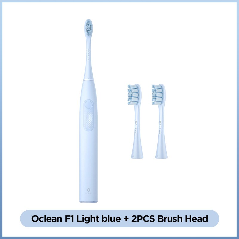 Oclean F1 Sonic Elektrische Tandenborstel Usb Snel Opladen 30 Dagen Batterij Leven Volwassen Ultra Sonic Tandenborstel Met 3 Schoonmaken modi: L blue n 2PCS head
