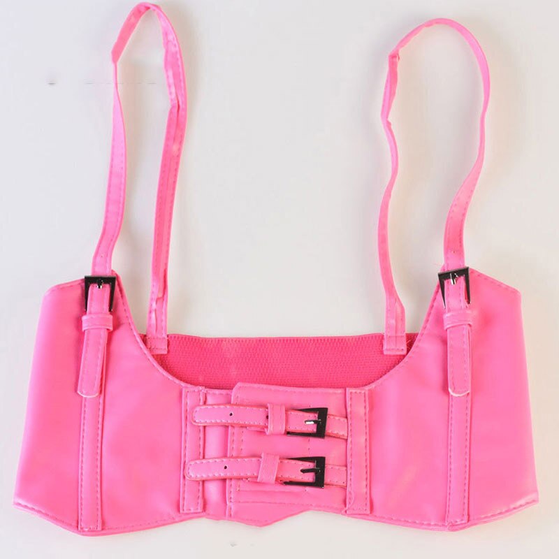 Dames korset vest steampunk harnas stretch vest brede cincher met gesp brede riem kleding accessoires: Rozenrood