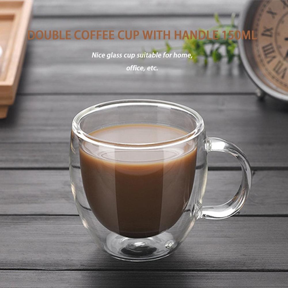 150Ml Transparante Warmte-isolatie Dubbele Koffie Glazen Beker Muur Mok Kantoor Koffie Mok Koffie Beker Glas Drinkware Melk